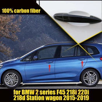 100% Resnična Ogljikovih Vlaken Vrata Avtomobila Ročaj Kritje Trim Dekoracijo za BMW 2 Serija F45 218i 220i 218d karavan 2015-2019