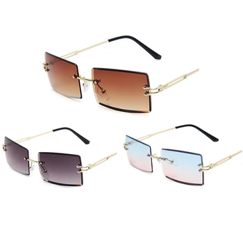 3 Pari Rimless Pravokotne Barvne Retro Pregleden Način Očala Sončna Očala Unisex Primerna Za Vsakodnevno Nošenje