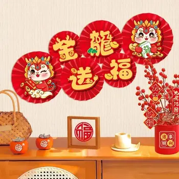 6Pcs Kitajski Slog 3D Papir Fan Cvet Krog Origami Ventilator Steno Kulise Fan Cvet Pomladi Festival Zmaj Leto Ornament