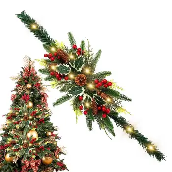 Božič Garland Bor Cone Umetno Venec Xmas Tree Okraski 2023 Navidad Božični Dekor Z 2m Niz LED Luči