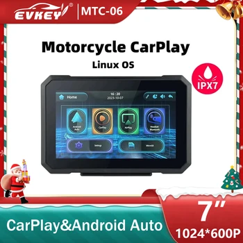 EVKEY 7 palčni Prenosni Motocikel Navigacija Brezžični Apple CarPlay Android Avto GPS, Zaslon na Dotik, IPX7 Neprepustna Za BT slušalke