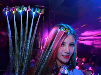 LED flash metulj vlaken pletenic stranka ples je prižgala sijaj svetleče lase razširitve rave halloween stranka dekor korist lin4177