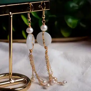 Lepo naravno bela sveža voda pearl zlato 14K uhani darilo Klasična Stranka Uho stud, Božič, materinski Dan Srečen Ženske