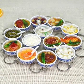 Mini Skledo Rezanci Ključnih Verige Toy Model Simulacije Hrane Obeske Za Ustvarjalno Kitajski Modri Belega Porcelana Sklede Obesek Nakit Darilo