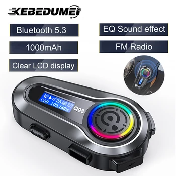 Motoristična Čelada Bluetooth Slušalke 1000mAh Z LCD Zaslonom Brezžični Prostoročno FM Radio Zmanjšanje Hrupa Vodotesne Slušalke