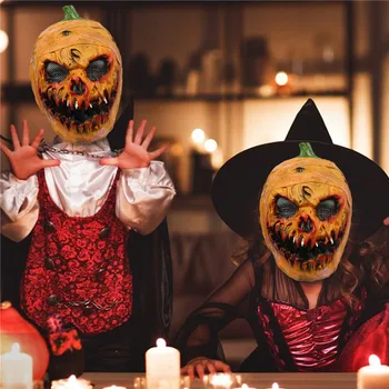 Novost Scary Halloween Scary Latex Polno Glavo Bučna Maske Za Noč Čarovnic Grozljivo Latex Pumpkin Head Masko Halloween Kostum Stranka Prop