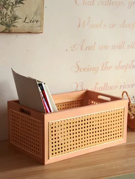 Rattan, tkane trdne lesene Japonski škatla za shranjevanje, čaj tabelo, snack box, škatle za rokavice, igrača bambusa tkane košaro za shranjevanje, skladiščenje košarico