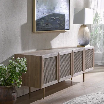 Rattan TV omara Ustvarjalne dnevna soba, pohištvo za Nordijsko sodobne preprost masivnega lesa TV omara|FOUNDHOME