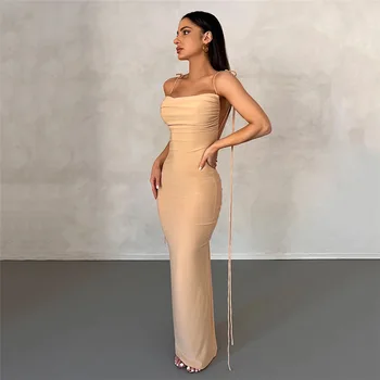 Simaburcn EuropeanAmerican slog 2023 spomladi nova ženska moda in ženske suspender seksi backless vitek vgradnjo zadnjico temperament obleko