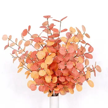 Umetni Padec Eucalyptus Izhaja, Jeseni Listi, Listje, Veje za Dom Cvetlični Festival, Zahvala Dekor, 4Pcs