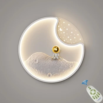 Ustvarjalne Luna Astronavt Stropna Svetilka Black White LED Zatemnitev Razsvetljavo otroški Sobi Študija Dekorativne Stenske 40 CM/50 CM Držalo