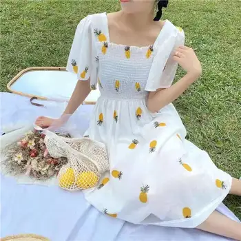 Ženske Seksi Ruffle Puff Rokav Off Ramenski Vezenje Summer Party Obleke 2023 Korejski Elegantno Letnik Kawaii Jagode Obleko